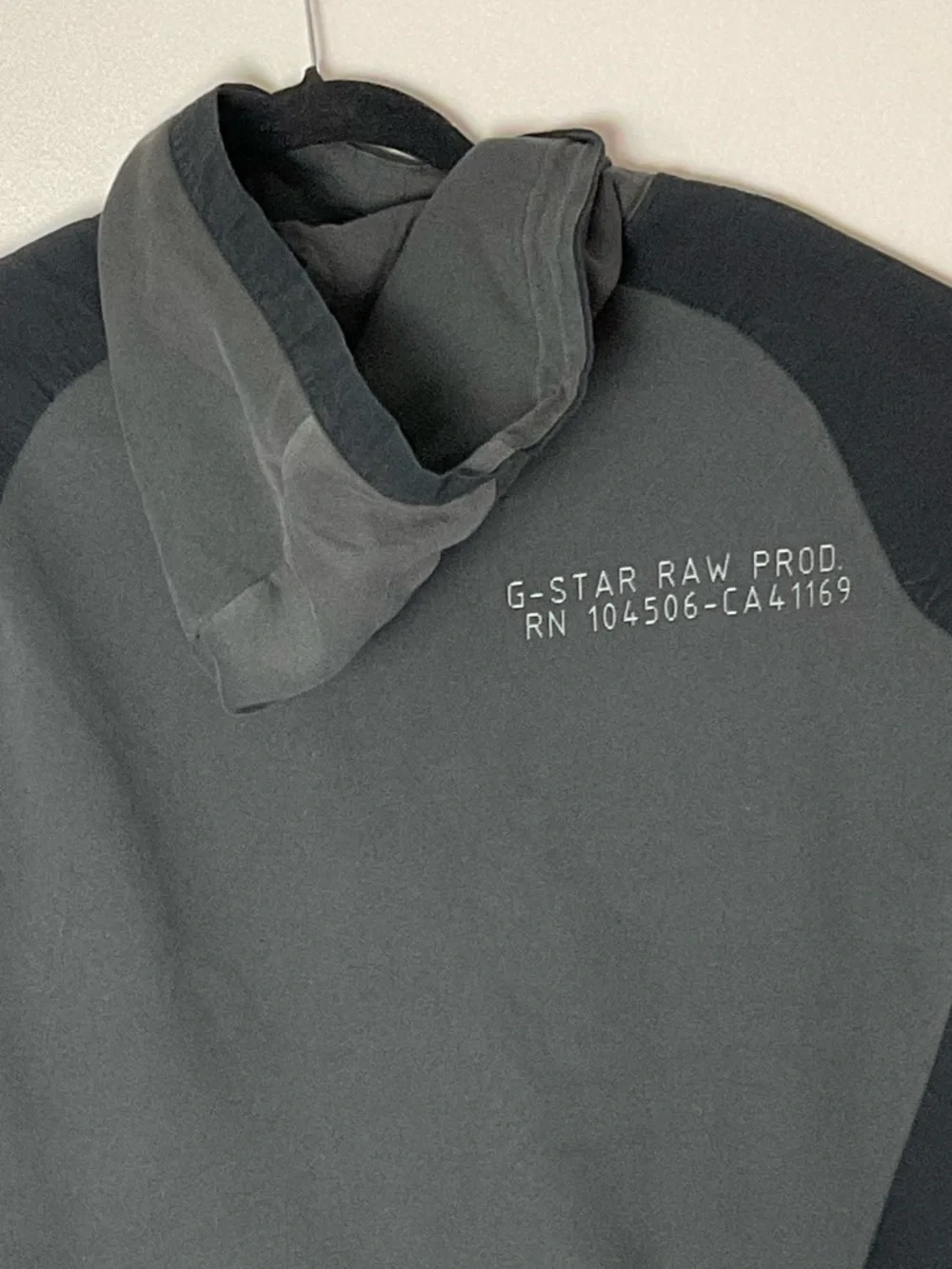 G-Star Two-Tone Charcoal & Black Mix Graphic Hoodie Cyberpunk Streetwear Rare M